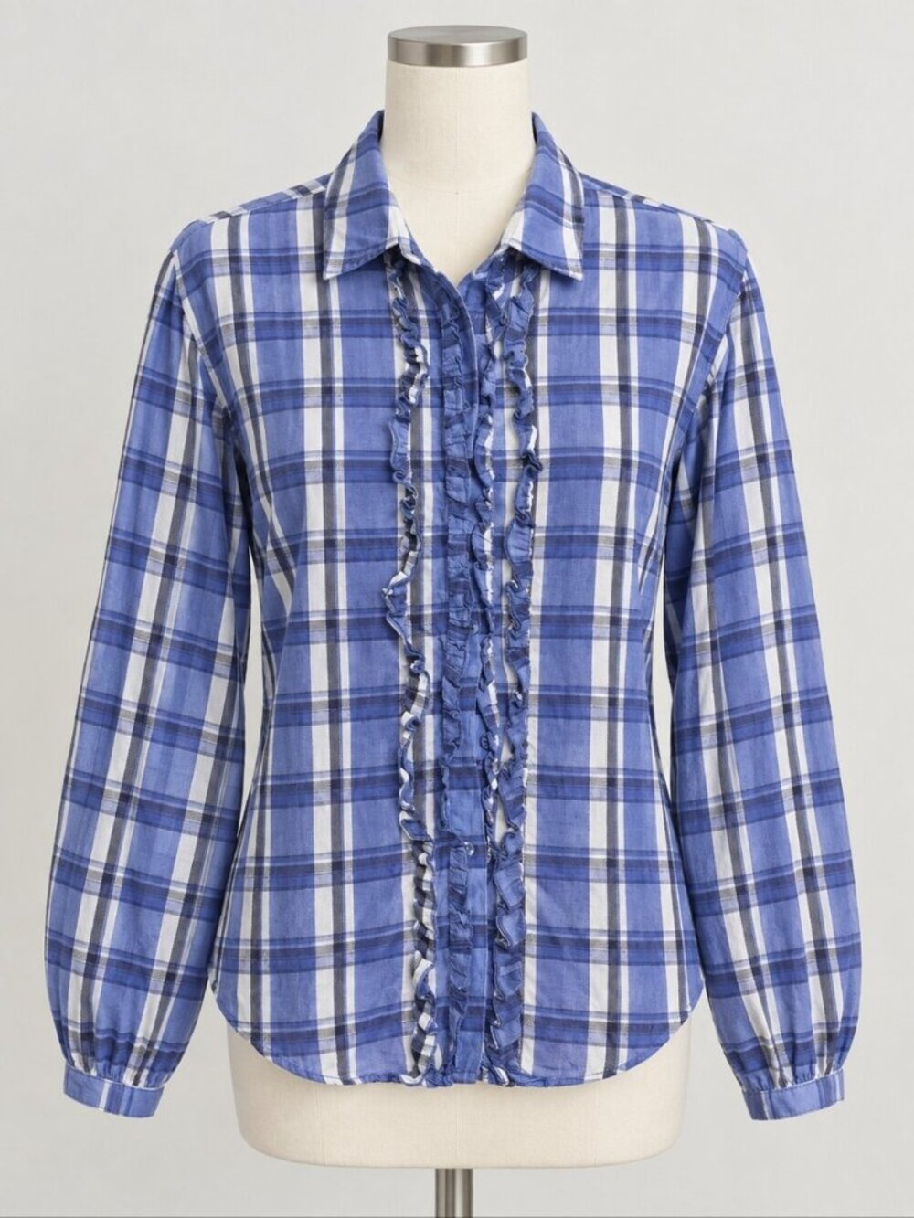GANT Womens Plaid Shirt Top Blouse Button-down Cotton Silk Sheer Size EU36 US6